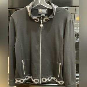 Christine Alexander Black and Silver Bomber Jacket XL